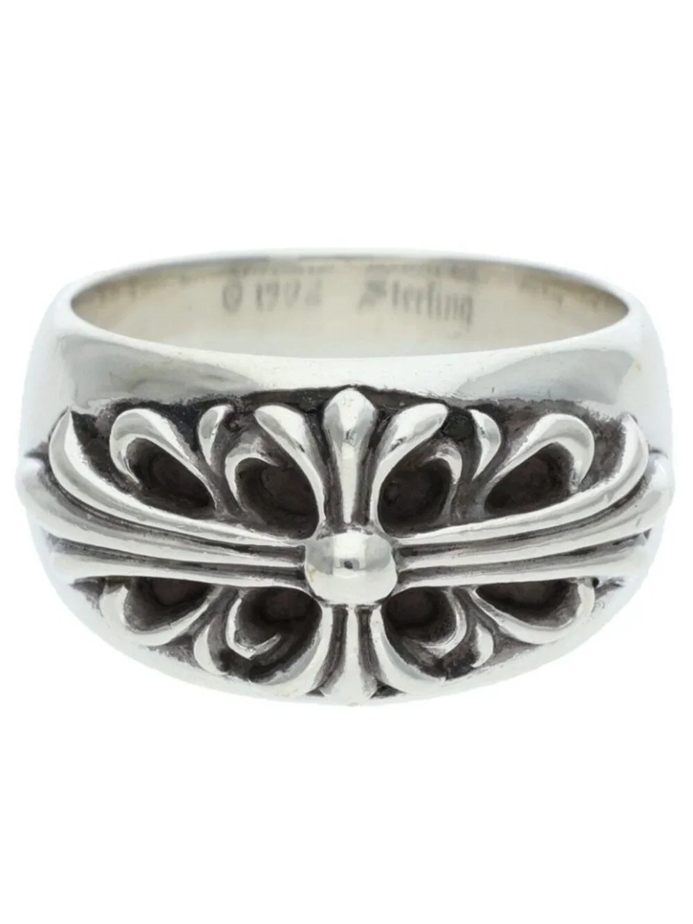Chrome Hearts Flrl Floral Cross Silver Ring